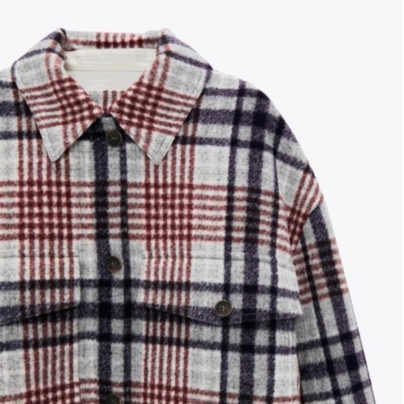 Zara Long Plaid Coat - Picture 1 of 7